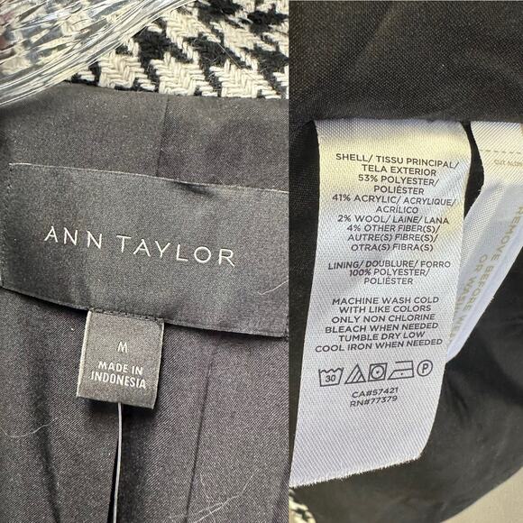 Ann Taylor Plaid Chesterfield Tweed Coat in houndstooth Size Medium NWT - Picture 3 of 16